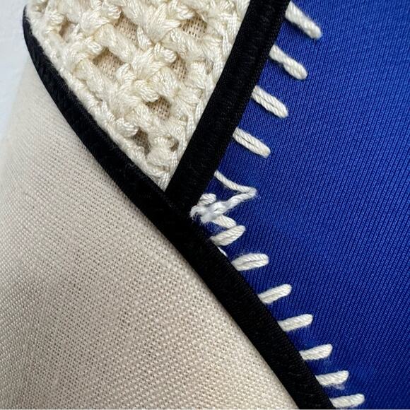 Victoria’s Secret Crochet Bikini Set Blue Pink Color Block 32B Medium - Picture 10 of 10